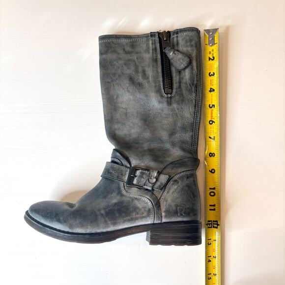 Roan by Bed | Stu Women's Distressed Gray Leather Moto Riding Boots US Size 7 - Picture 3 of 15